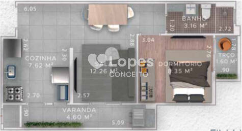 Apartamento à venda com 1 quarto, 37m² - Foto 8