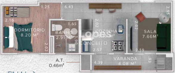 Apartamento à venda com 1 quarto, 37m² - Foto 9