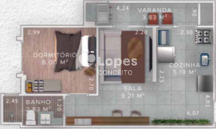 Apartamento à venda com 1 quarto, 37m² - Foto 11