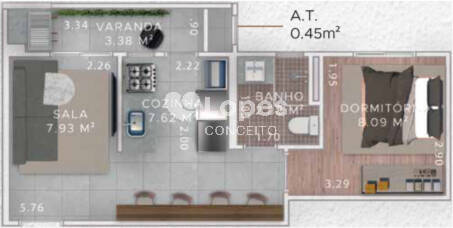 Apartamento à venda com 1 quarto, 37m² - Foto 14